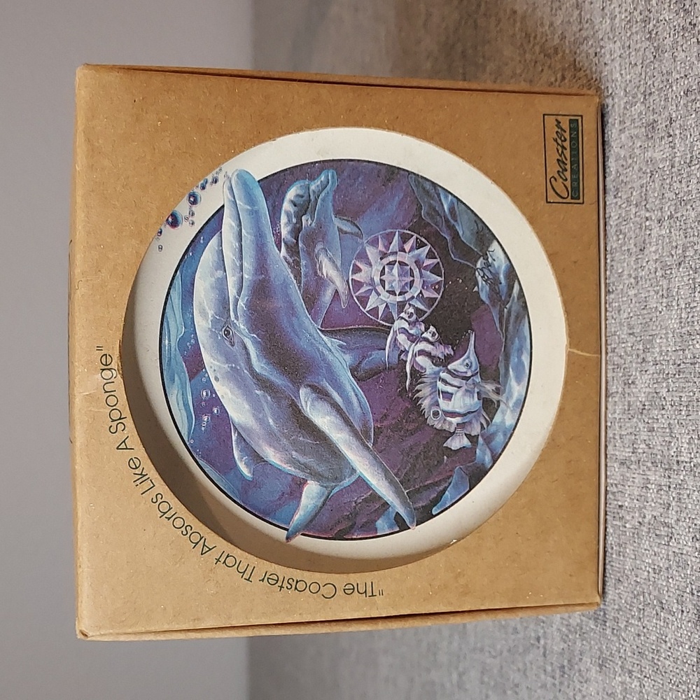 Jody Bergsma Dolphin Fish Nautical Compass Artwork Sandstone Creations Coasters